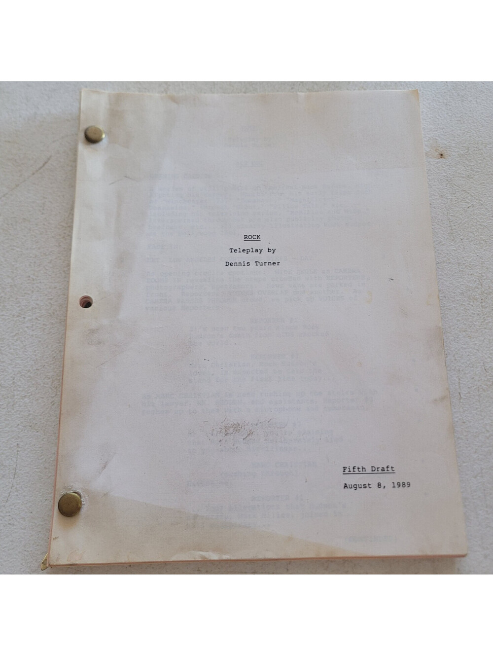 Rock Hudson Original 1989 TV Movie Script Teleplay Fifth Draft Dennis Turner